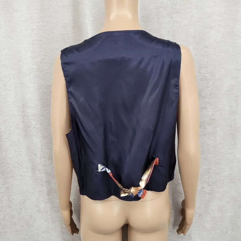 111 Main Vintage Tropical Patchwork Pattern Vest - Picture 8 of 10